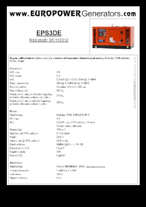 डीजल पावर जनरेटर Europower EPS3DE (S)