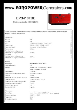 डीजल पावर जनरेटर Europower EPS410TDE (LS)