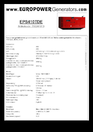 डीजल पावर जनरेटर Europower EPS410TDE (MA)