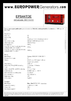 डीजल पावर जनरेटर Europower EPS44TDE (MA)
