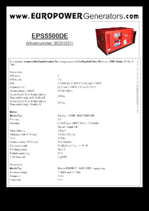 डीजल पावर जनरेटर Europower EPS5500DE (S)