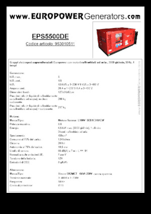 डीजल पावर जनरेटर Europower EPS5500DE (S)