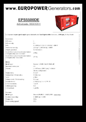 डीजल पावर जनरेटर Europower EPS5500DE (S)