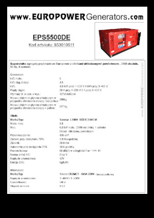 डीजल पावर जनरेटर Europower EPS5500DE (S)