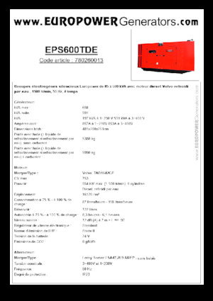 डीजल पावर जनरेटर Europower EPS600TDE (LS)