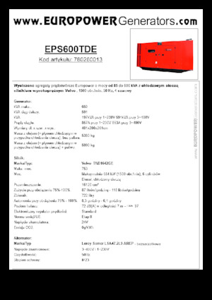 डीजल पावर जनरेटर Europower EPS600TDE (LS)