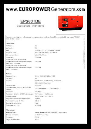 डीजल पावर जनरेटर Europower EPS60TDE (LS)