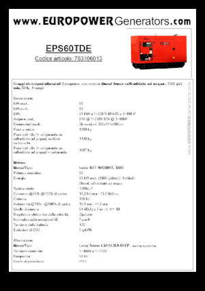 डीजल पावर जनरेटर Europower EPS60TDE (LS)