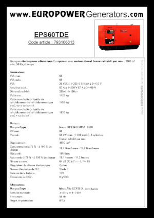 डीजल पावर जनरेटर Europower EPS60TDE (MA)