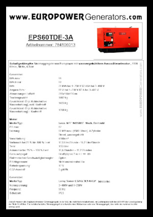 डीजल पावर जनरेटर Europower EPS60TDE-3A (LS)