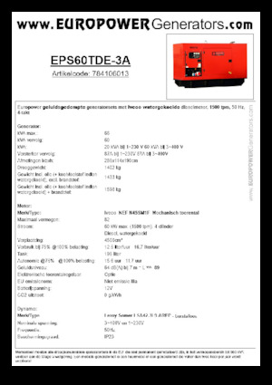 डीजल पावर जनरेटर Europower EPS60TDE-3A (LS)