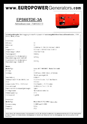 डीजल पावर जनरेटर Europower EPS60TDE-3A (MA)