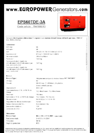 डीजल पावर जनरेटर Europower EPS60TDE-3A (MA)