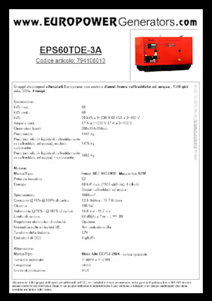 डीजल पावर जनरेटर Europower EPS60TDE-3A (MA)