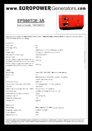 डीजल पावर जनरेटर Europower EPS60TDE-3A (MA)