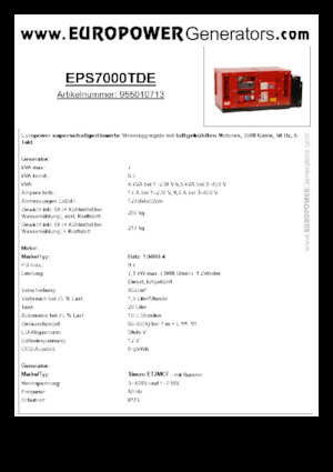 डीजल पावर जनरेटर Europower EPS7000TDE (S)