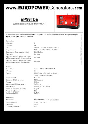 डीजल पावर जनरेटर Europower EPS9TDE (MA)