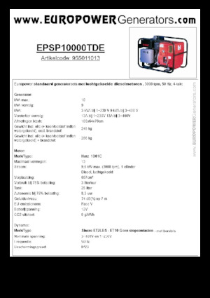 डीजल पावर जनरेटर Europower EPSP10000TDE (S)