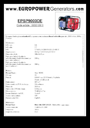 डीजल पावर जनरेटर Europower EPSP9000DE (MA)