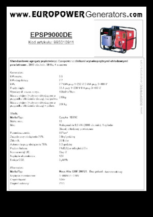 डीजल पावर जनरेटर Europower EPSP9000DE (MA)