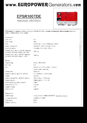 डीजल पावर जनरेटर Europower EPSR100TDE (LS)