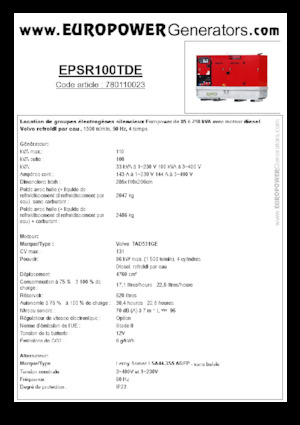 डीजल पावर जनरेटर Europower EPSR100TDE (LS)