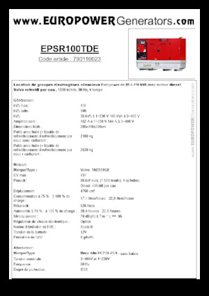 डीजल पावर जनरेटर Europower EPSR100TDE (MA)