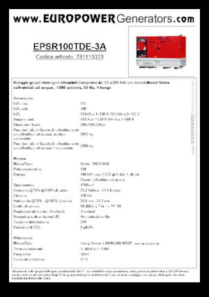 डीजल पावर जनरेटर Europower EPSR100TDE-3A (LS)