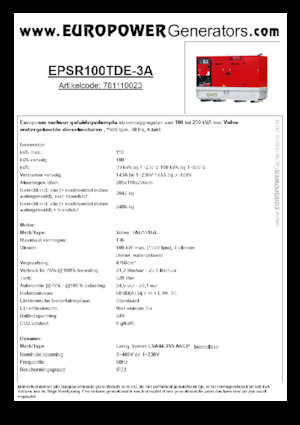 डीजल पावर जनरेटर Europower EPSR100TDE-3A (LS)