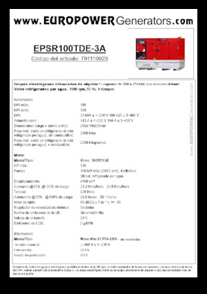 डीजल पावर जनरेटर Europower EPSR100TDE-3A (MA)