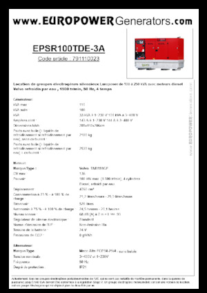 डीजल पावर जनरेटर Europower EPSR100TDE-3A (MA)