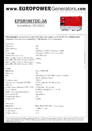 डीजल पावर जनरेटर Europower EPSR100TDE-3A (MA)