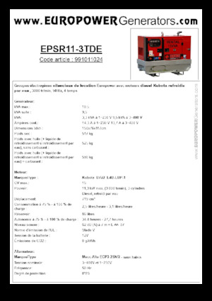 डीजल पावर जनरेटर Europower EPSR11-3TDE (MA)
