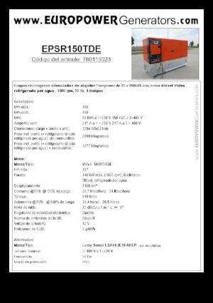 डीजल पावर जनरेटर Europower EPSR150TDE (LS)
