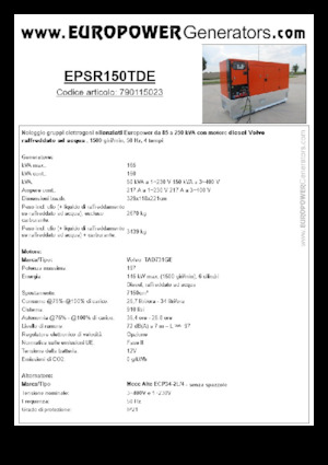 डीजल पावर जनरेटर Europower EPSR150TDE (MA)