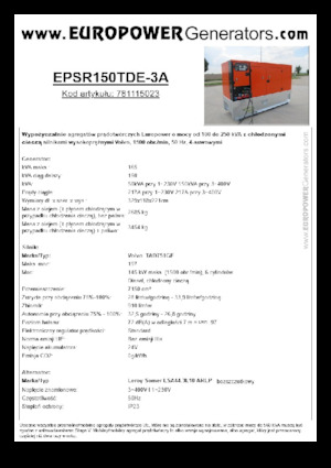 डीजल पावर जनरेटर Europower EPSR150TDE-3A (LS)