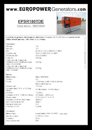 डीजल पावर जनरेटर Europower EPSR180TDE (LS)