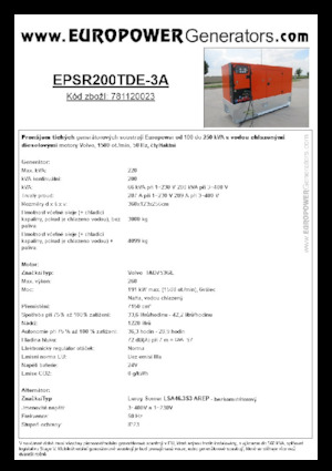 डीजल पावर जनरेटर Europower EPSR200TDE-3A (LS)