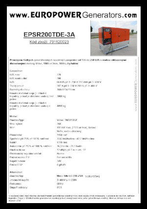 डीजल पावर जनरेटर Europower EPSR200TDE-3A (MA)