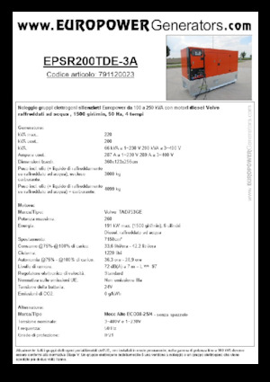 डीजल पावर जनरेटर Europower EPSR200TDE-3A (MA)
