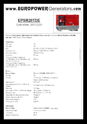 डीजल पावर जनरेटर Europower EPSR20TDE (LS)