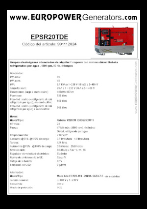 डीजल पावर जनरेटर Europower EPSR20TDE (MA)