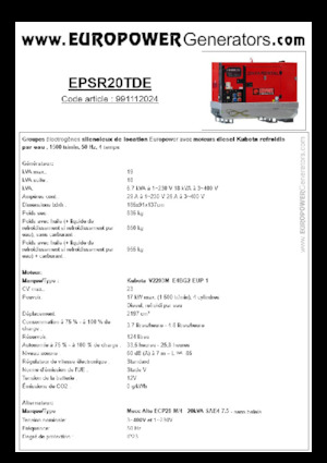 डीजल पावर जनरेटर Europower EPSR20TDE (MA)