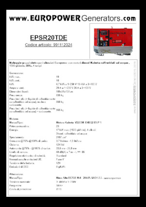 डीजल पावर जनरेटर Europower EPSR20TDE (MA)