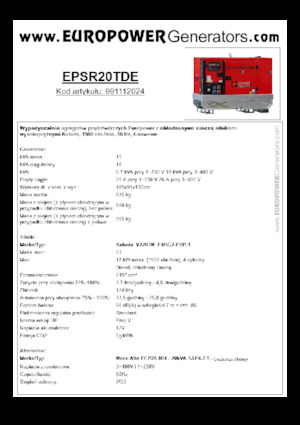 डीजल पावर जनरेटर Europower EPSR20TDE (MA)