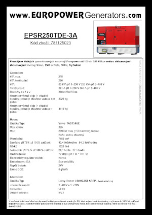 डीजल पावर जनरेटर Europower EPSR250TDE-3A (LS)