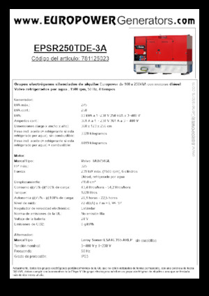 डीजल पावर जनरेटर Europower EPSR250TDE-3A (LS)