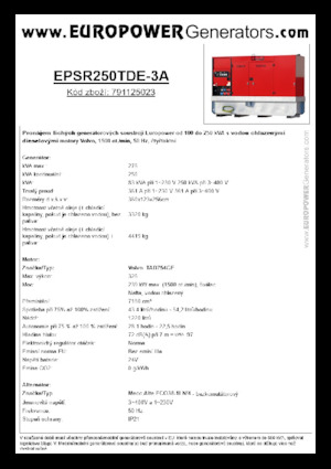 डीजल पावर जनरेटर Europower EPSR250TDE-3A (MA)