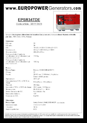 डीजल पावर जनरेटर Europower EPSR34TDE (LS)