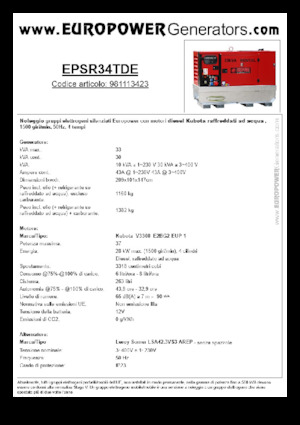 डीजल पावर जनरेटर Europower EPSR34TDE (LS)